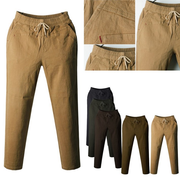 애니진 여성용 봄가을 배기 면바지 코튼 밴딩팬츠 1019