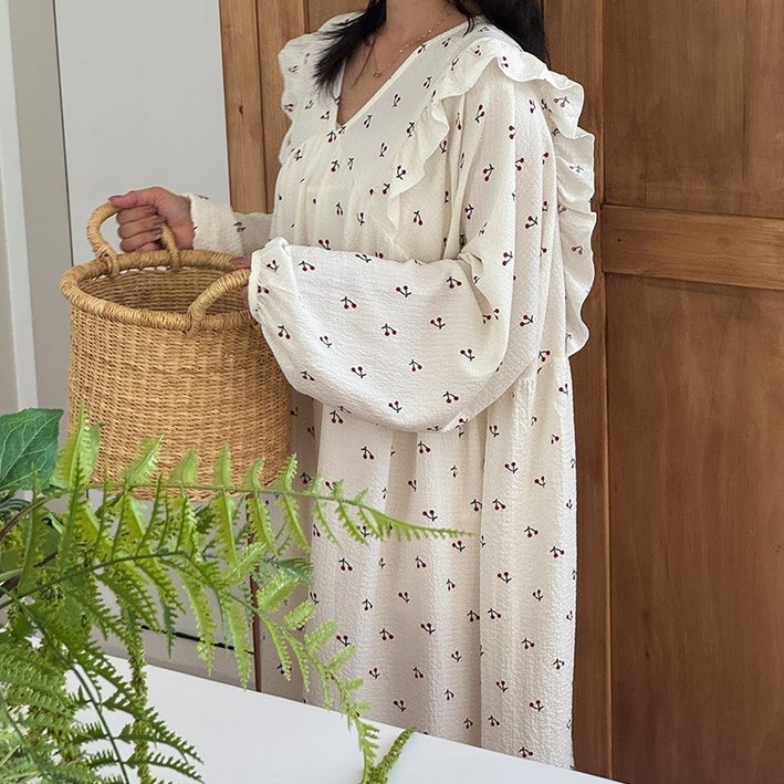 뜨왈 빅사이즈 긴팔 감성 원피스 파자마 홈웨어 44부터120까지