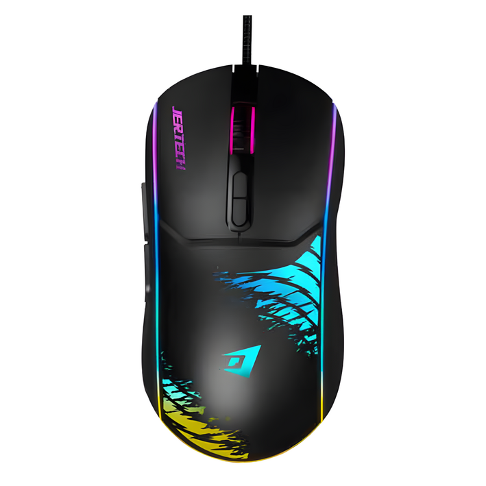 JERTECH XP14 유선 기계식 마우스 게이밍 e스포츠 초경량, 블랙