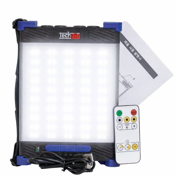 (크기:중) 테크진 충전식 LED 캠핑 랜턴 3천루멘스 20000mAh 슈퍼 강력 자석 대용량 배터리 리모컨 방식 작업등 손잡이 걸이식 각도 조절 조명 라이트, dark blue, 1개