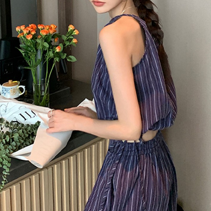 대박난박양 스트라이프 팬츠 투피스