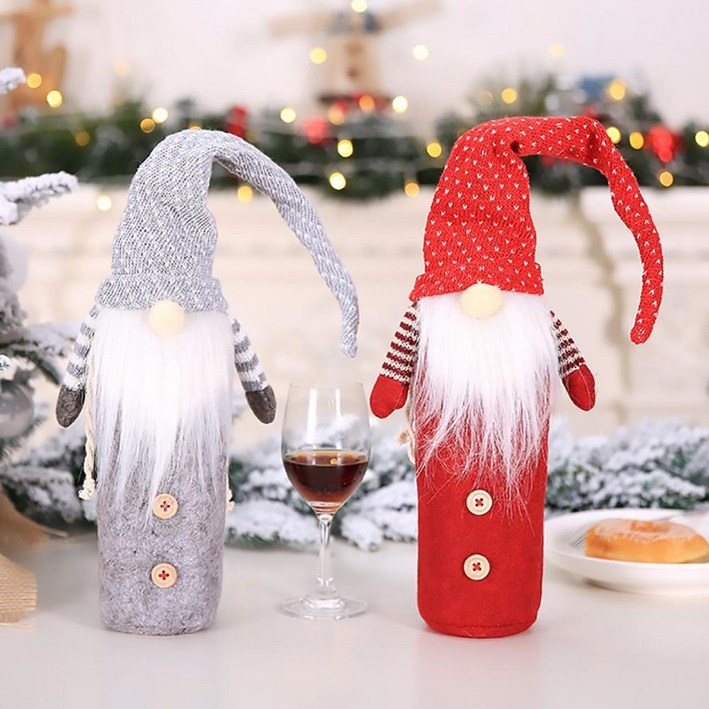 크리스마스 선물백 와인병커버 와인백 포장 체크산타