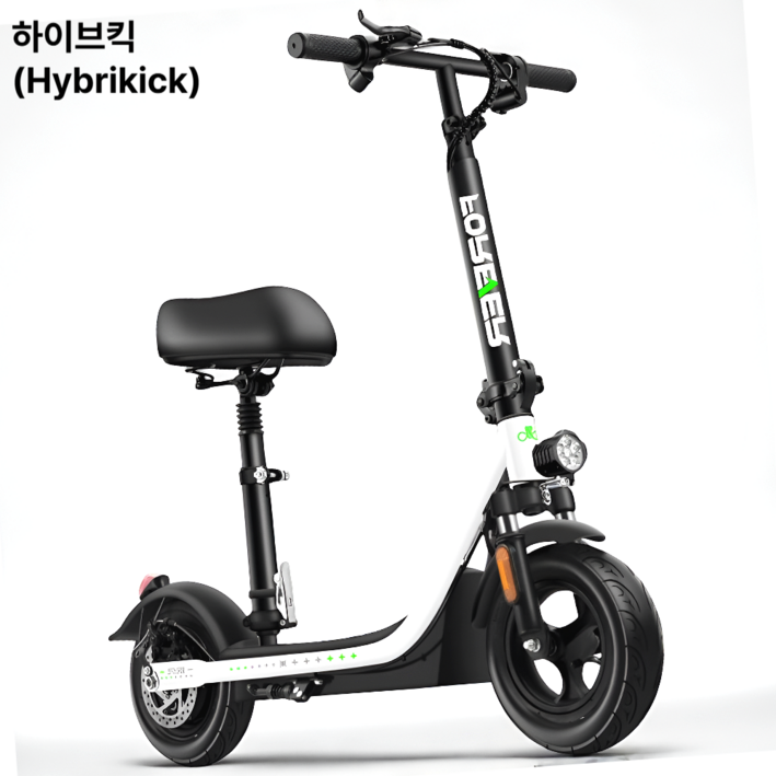 하이브킥 전동킥보드 성인 접이식 탈착형 안장 고출력 LED라이트, 하이브 화이트, 10 Ah, 1개