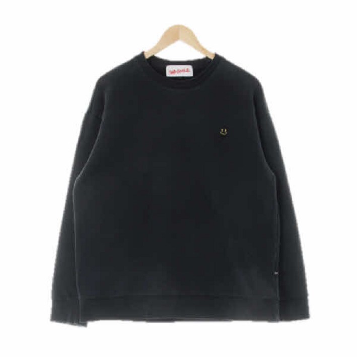 커스텀멜로우 8405 블랙 면혼방 새드스마일맨투맨 M