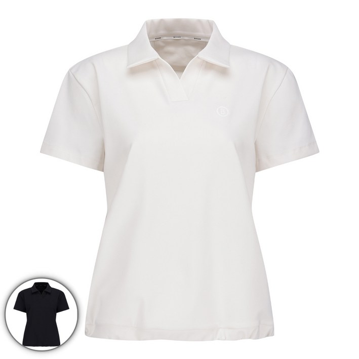 AK플라자 보그너 여성 루즈핏 오픈 카라 반팔 티셔츠 0125220104