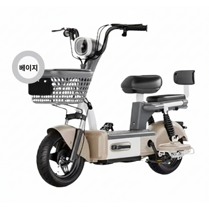 조이투컴 전기자전거 전동자전거 고출력 휴대용 가성비 자전거 48V 출퇴근전용 자토바이 등하원, 1.베이지, 경량스틸
