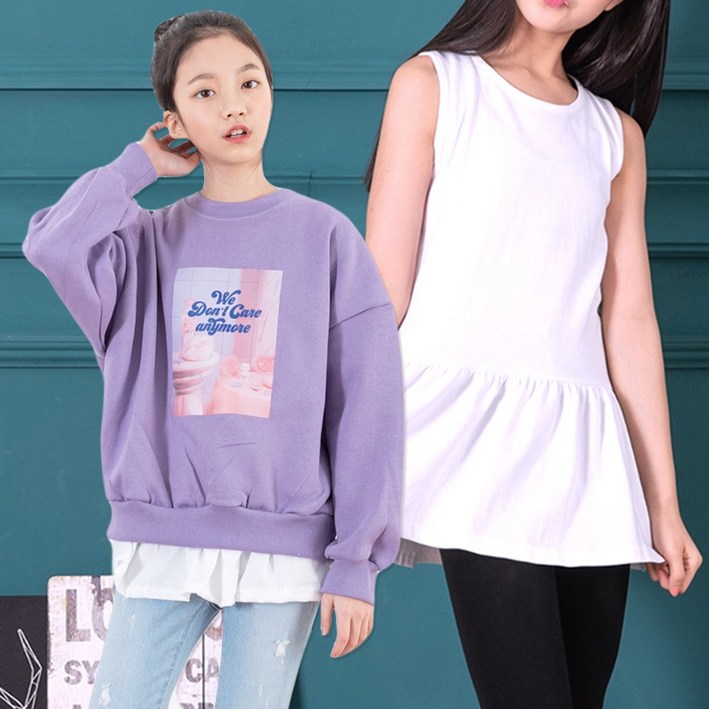 제니키즈 JN 나시 레이어드 티 사계절 여아 주니어 티셔츠 이너티