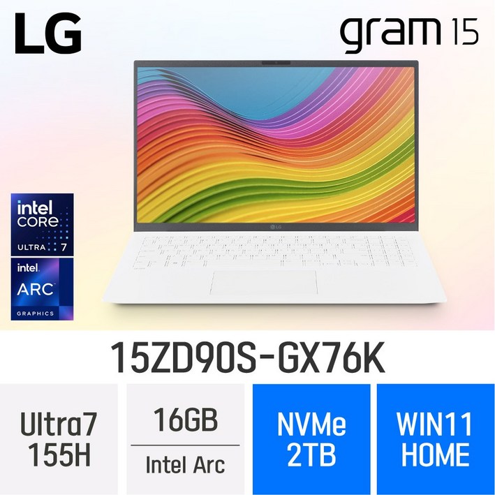 [당일출고] LG전자 2024 그램15 15ZD90S-GX76K - 최신식 가벼운 가성비 인강용 노트북, 15ZD90S-GX76K, WIN11 Home, 16GB, 2TB, 화이트