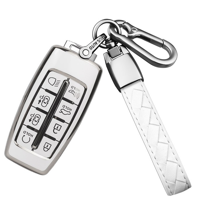 MODACE 제네시스 자동차키 케이스 TPU 소프트젤 보호 케이스 6버튼/8버튼 가죽 메탈 키링 키홀더