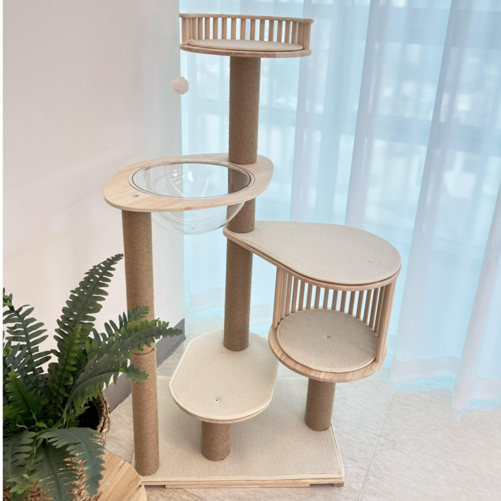 부비앙 원목 고양이 캣타워 숨숨집 캣폴 스크래쳐