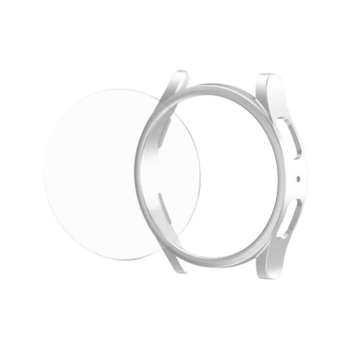갤럭시워치 6 5 4 클래식 프로 범퍼 케이스 하프 프레임 액정보호 필름 투명케이스 40 44 43 47 42 46mm, 실버