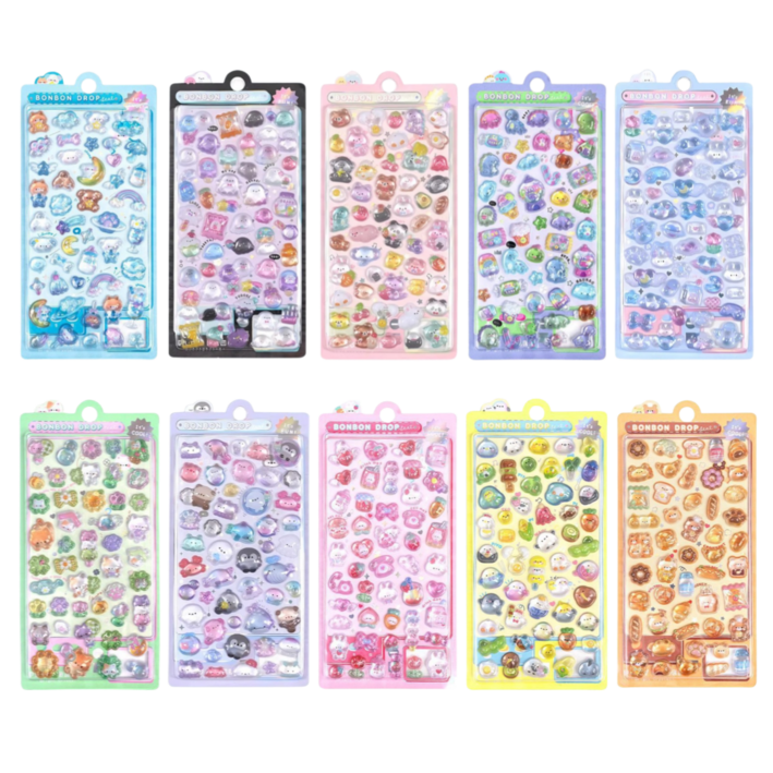 어센드원 올록볼록 입체 3d DIY 다꾸 폰꾸 스티커, 10개, 혼합색상