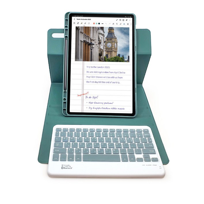 아이패드 에어 6세대 7세대 11인치 호환 콤비 회전 블루투스 키보드 케이스, 아보카도, 1개