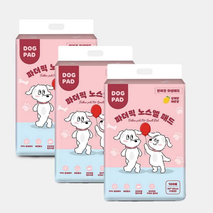 파더픽 노스멜 강아지배변패드 표준형, 26g, 3개, 100개입 파더픽 노스멜 강아지배변패드 표준형, 26g, 3개, 100개입