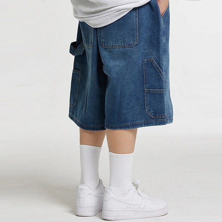 누적판매 12만장 크림소다랩 남녀공용 버뮤다 카펜터 숏밴딩 데님팬츠 반바지 커플바지