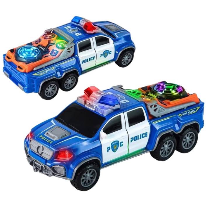 자동차 장난감 움직이는 작동완구 경찰차 변신 폴리스카 노래 LED 회전 선물, 1개