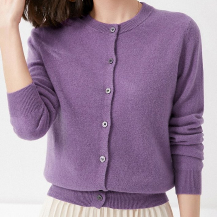 핑크셀럽 보들 라운드 니트 가디건