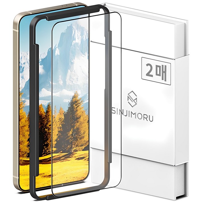 신지모루 풀커버 엣지 강화유리 휴대폰 액정보호필름 2p