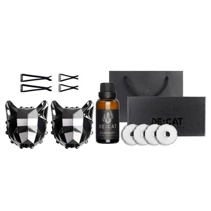 디캣 차량용 방향제 미러그레이 2p  리필액 30ml  일반클립 2p  장클립 2p  리필링 4p  포장박스  쇼핑백 세트 전차종호환, 1세트, 블랙체리향