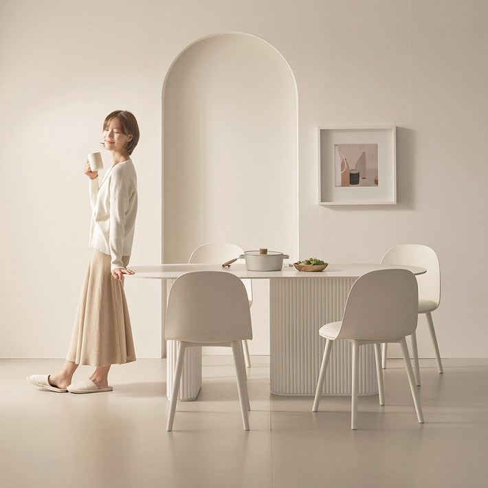 제이픽스 그레이스 세라믹 양타원 테이블 방문설치, 상판 화이트 다리 화이트, 6인용 제이픽스 그레이스 세라믹 양타원 테이블 방문설치, 상판 화이트 다리 화이트, 6인용