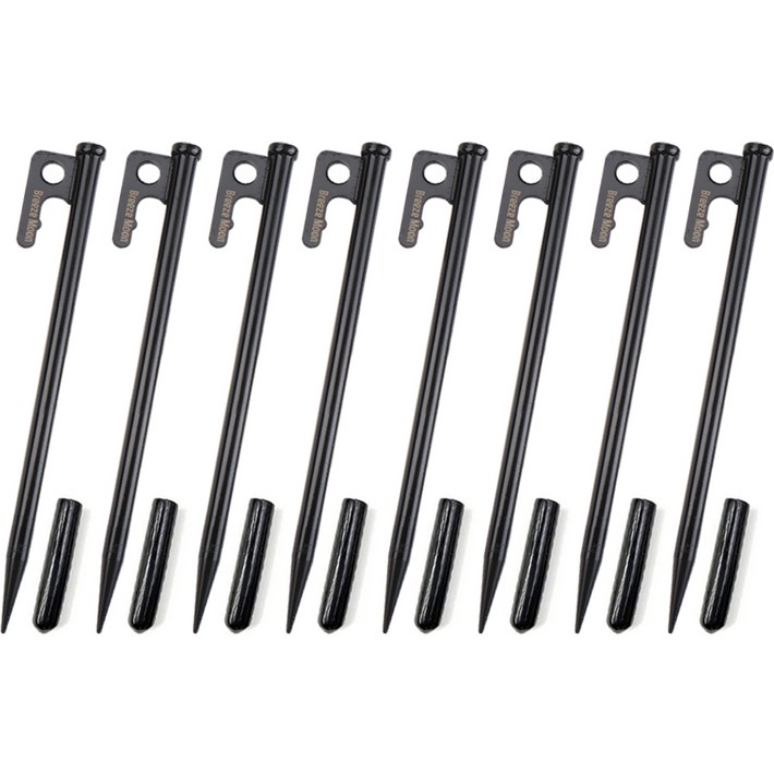 브리즈문 S45C 스프링강 고강도 단조팩 텐트팩 블랙 20cm 8p  보관용 캡