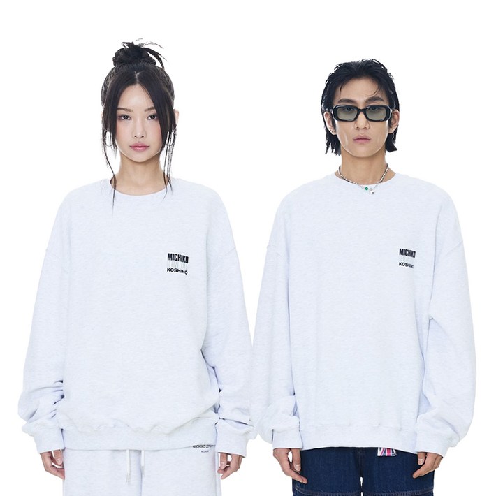 미치코런던 남녀공용 시그니처 백로고 맨투맨