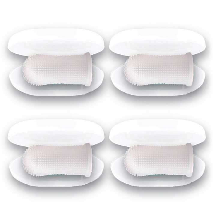 멍냥 반려동물 360도 서라운드 실리콘 칫솔 4종 세트 2.5 x 5 cm, White, 1세트 멍냥 반려동물 360도 서라운드 실리콘 칫솔 4종 세트 2.5 x 5 cm, White, 1세트