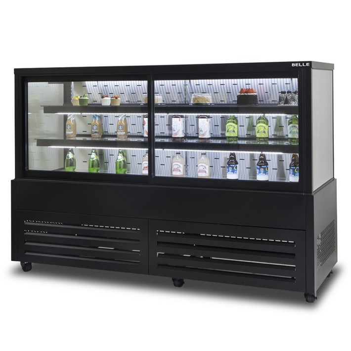 BELLE 프리미엄 쇼케이스 사각 앞문형 블랙 566L 방문설치, JSF1800B