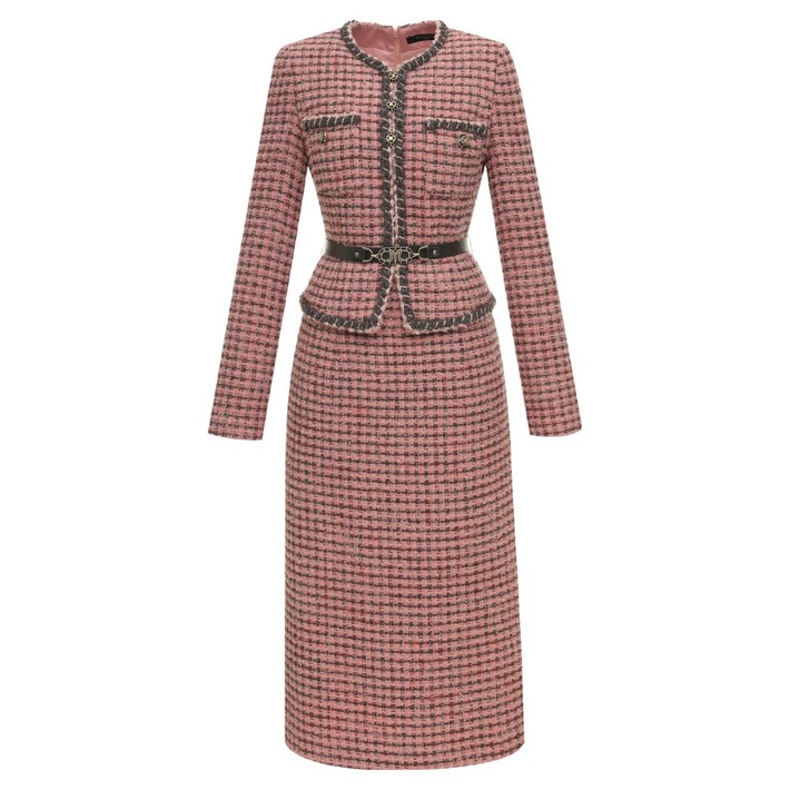 미니멈 트위드 투피스형 보온 원피스