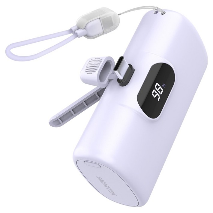 스마텍 고속충전 일체형 미니 보조배터리 10000mAh C타입, 퍼플, STPBMB100