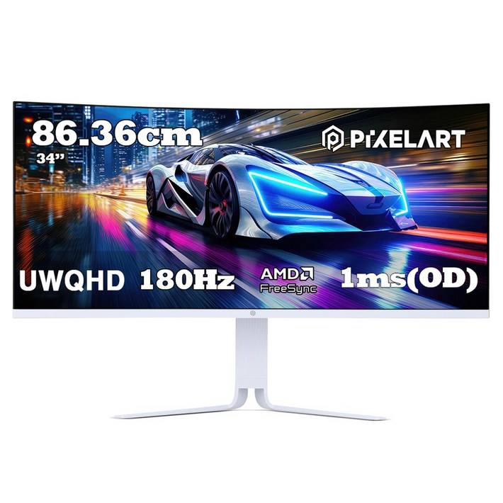 픽셀아트 UWQHD 180Hz FAST VA 패널 1ms 게이밍 커브드 모니터 화이트, 86.36cm, X3418W무결점