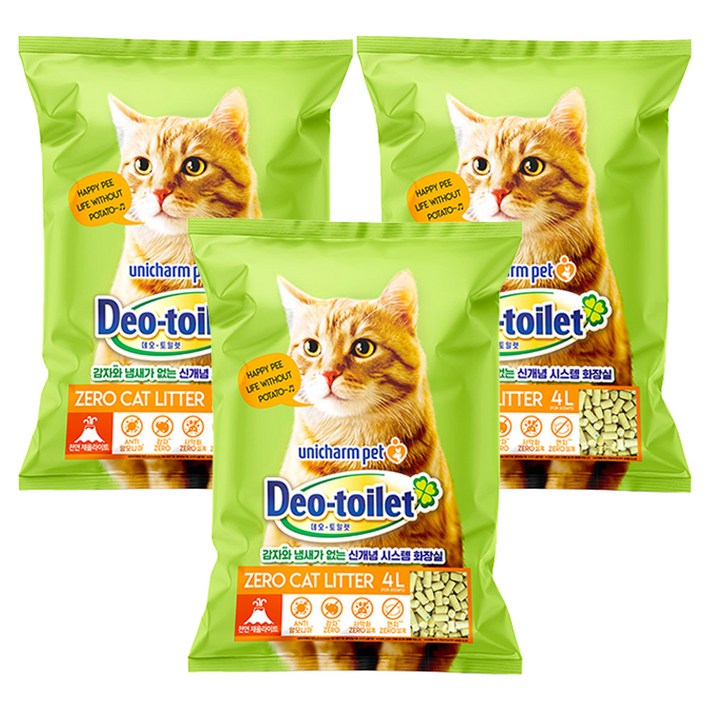 유니참데오토일렛 비응고형 감자와 사막화 제로 고양이 모래