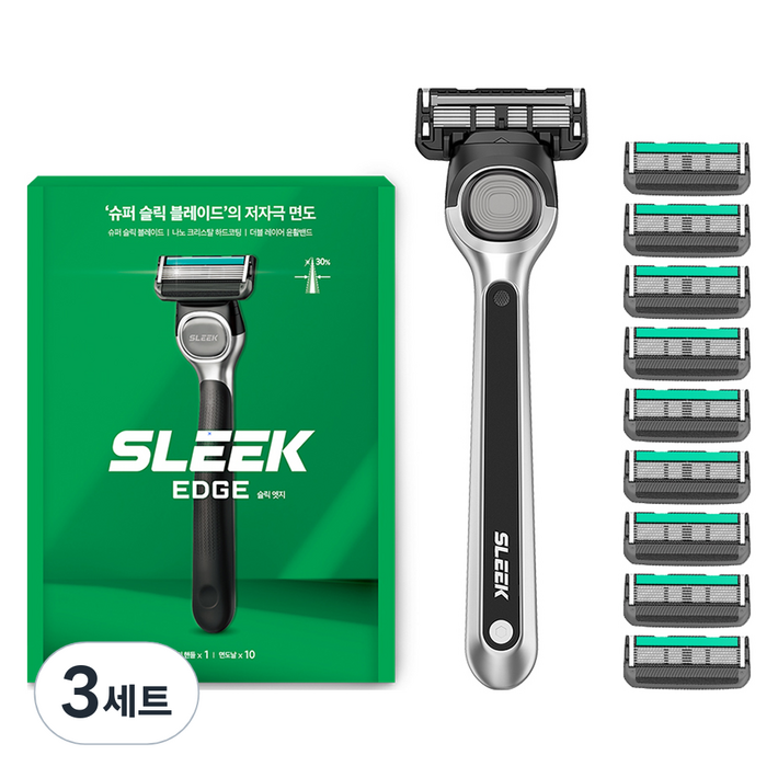 슬릭 엣지 면도기, 3세트, 면도기  면도날 10p