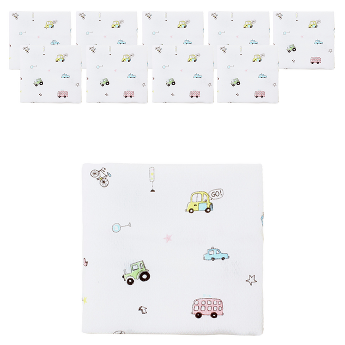 베이비앙 무형광 순면 나염 엠보 손수건 10p