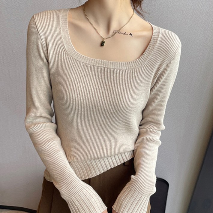 루나걸 여성용 엘프 스퀘어넥 니트 L25FKN070432