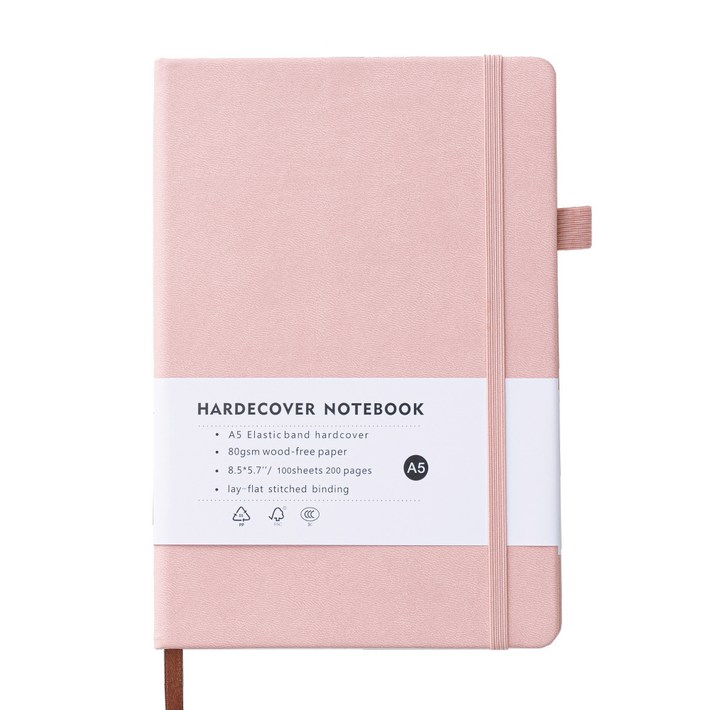 오가니코 A5 하드커버 스크랩 만년 다이어리, 베이비핑크, 1개