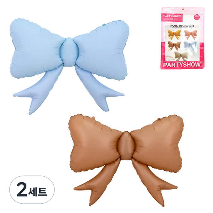 파티쇼 러블리 리본 생일 풍선 2종 세트, 블루, 브라운, 2세트 파티쇼 러블리 리본 생일 풍선 2종 세트, 블루, 브라운, 2세트