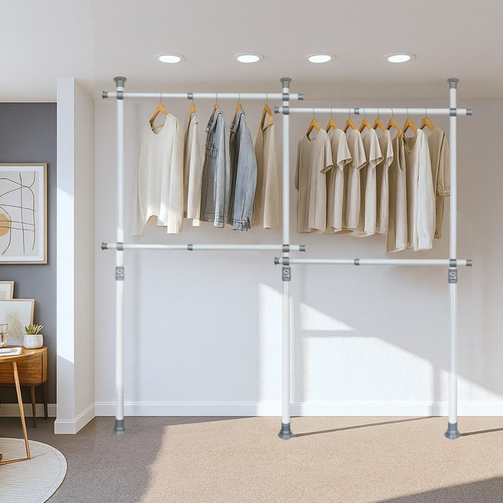 가화홈시스 튼튼한 와이드가로봉 굵은기둥 4단 행거 38mm B3400