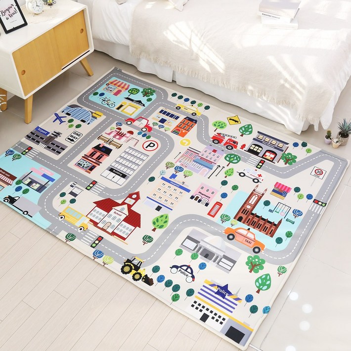 리치러그 아동용 놀이방 시티라인 자동차 도로매트, 단일색상