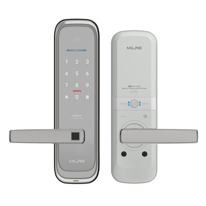 밀레시스텍 무타공 지문인식 스마트 도어락 MEM58F, MEM58FChampagneWhite, 방문설치