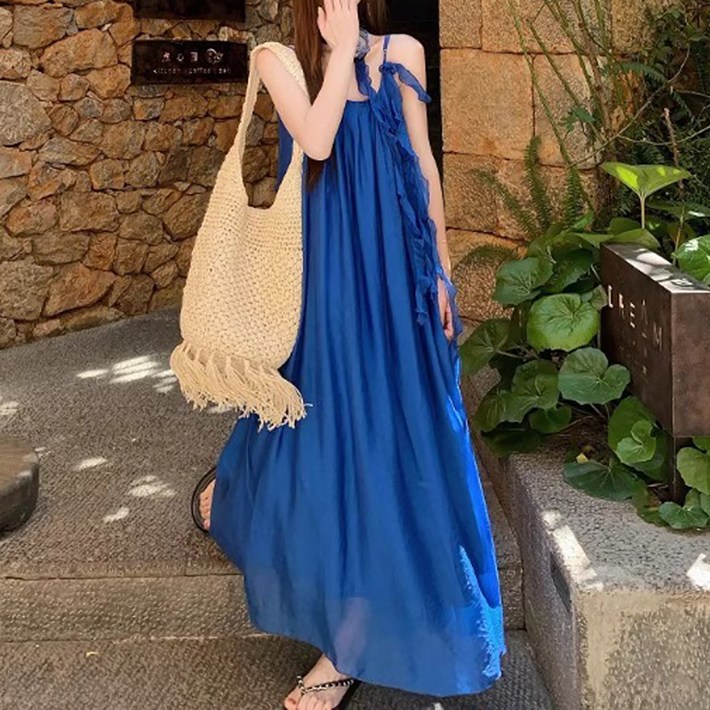 마켓에이 여성용 해변 바캉스 무드 롱 원피스 M2630054BU