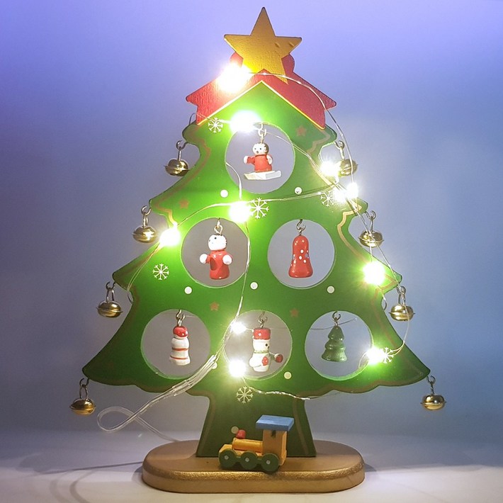 두방샵 크리스마스 소품 LED 미니트리 장식 오너먼트 탁상트리, 녹색