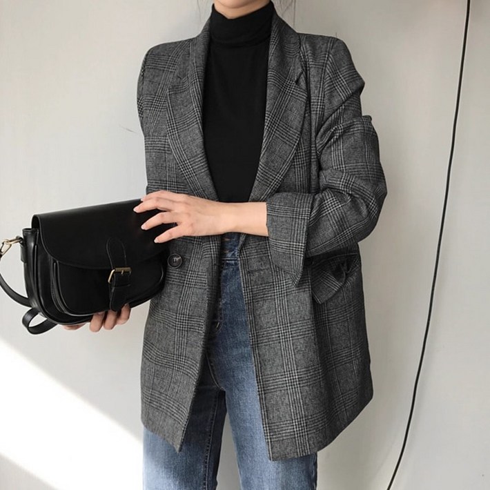 ANYOU 여성 오피스룩 정장 출근룩 원버튼 정장 데일리 자켓