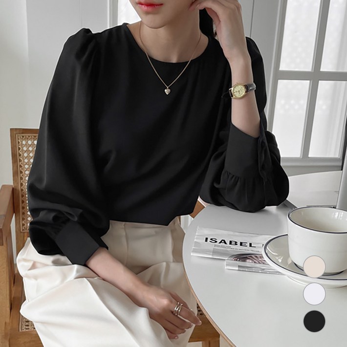 오버나인 여자 여성 링클프리 셔링 블라우스 셔츠