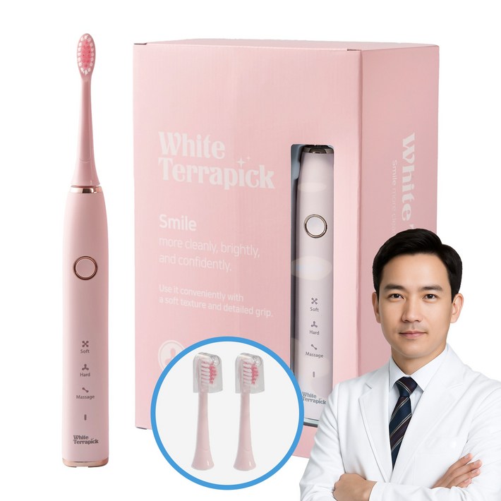 프로벨 음파전동칫솔 저자극 1년무상AS 칫솔모2개포함, 화이트테라픽 음파칫솔, 민트, 1개, 화이트테라픽 음파칫솔, 핑크, 1개