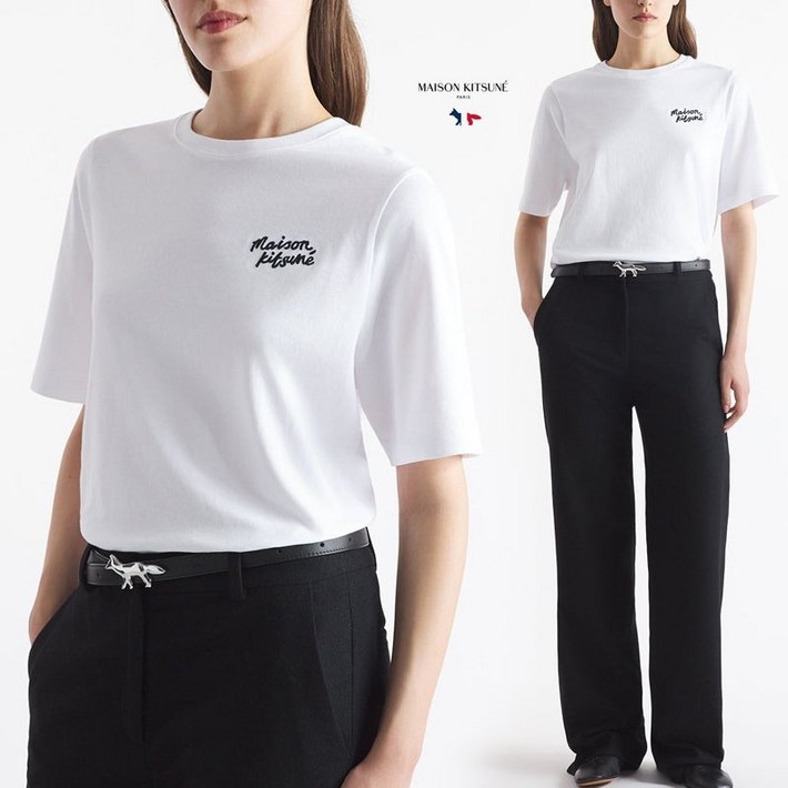 메종키츠네 HANDWRITING 콤포트 크루넥 여성 반팔티 M186