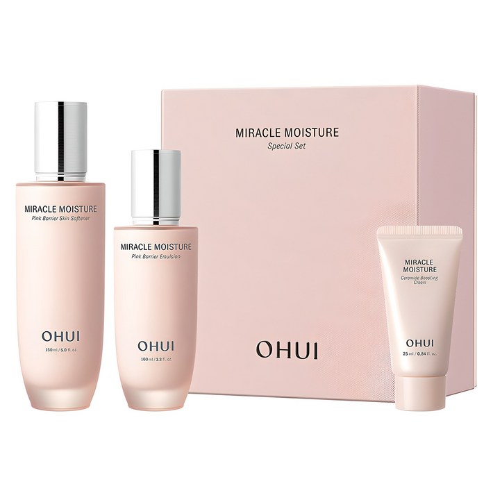 오휘 미라클 모이스처 핑크 베리어 스킨 150ml  에멀전 100ml  크림 25ml