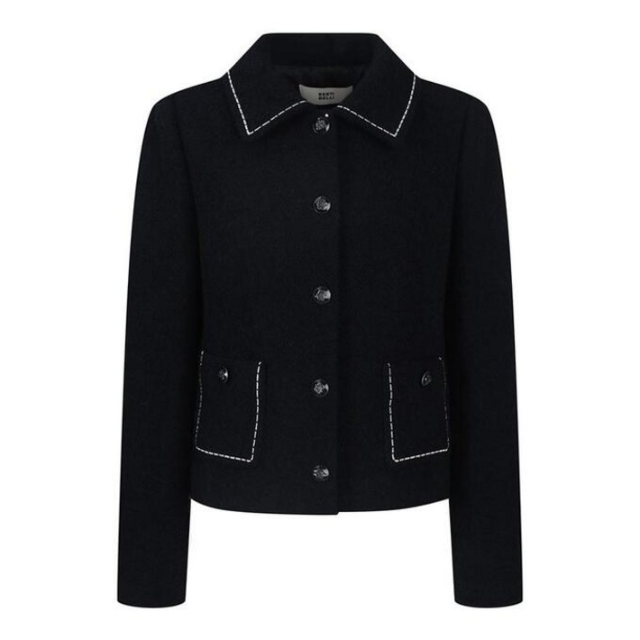 베스띠벨리 24겨울 울혼방 부클 트리밍 크롭 자켓X2128