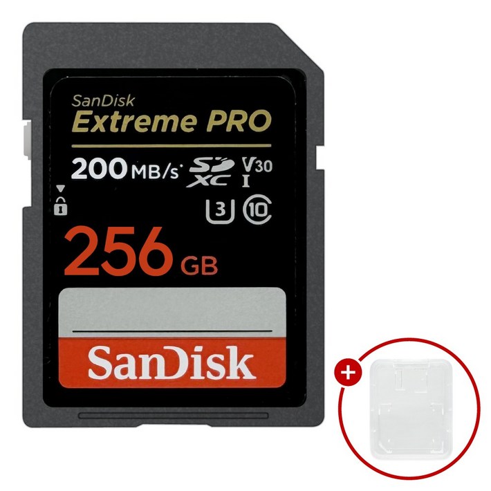 샌디스크 익스트림 프로 SD메모리카드 Extreme PRO UHSI 256GB SD카드 케이스, 1개, 256GB