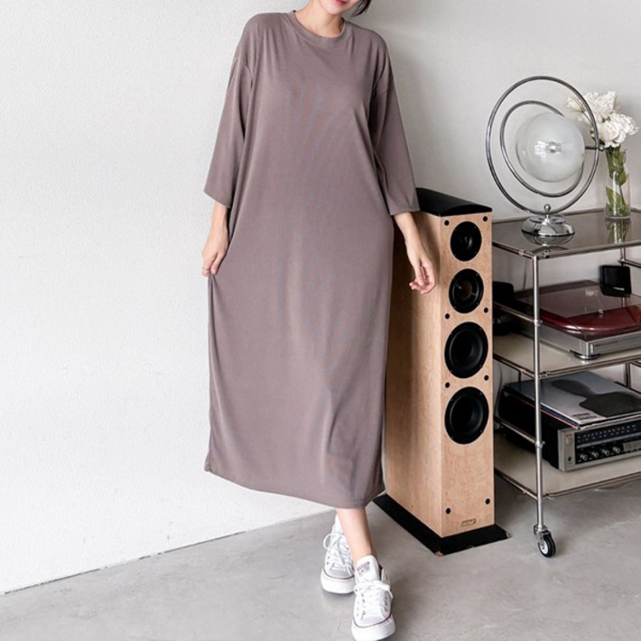 마이쏭 여성 빅사이즈 루즈핏 칠부소매 젝티브칠부롱원피스